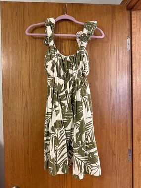 Abercrombie & Fitch Green and Cream Leaf-Print Sundress